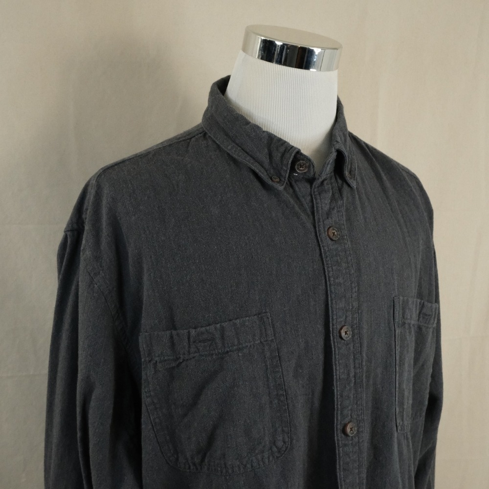 Duluth Trading Co 2XL Relaxed Fit Work Shirt Gray Cotton Flannel Button Down